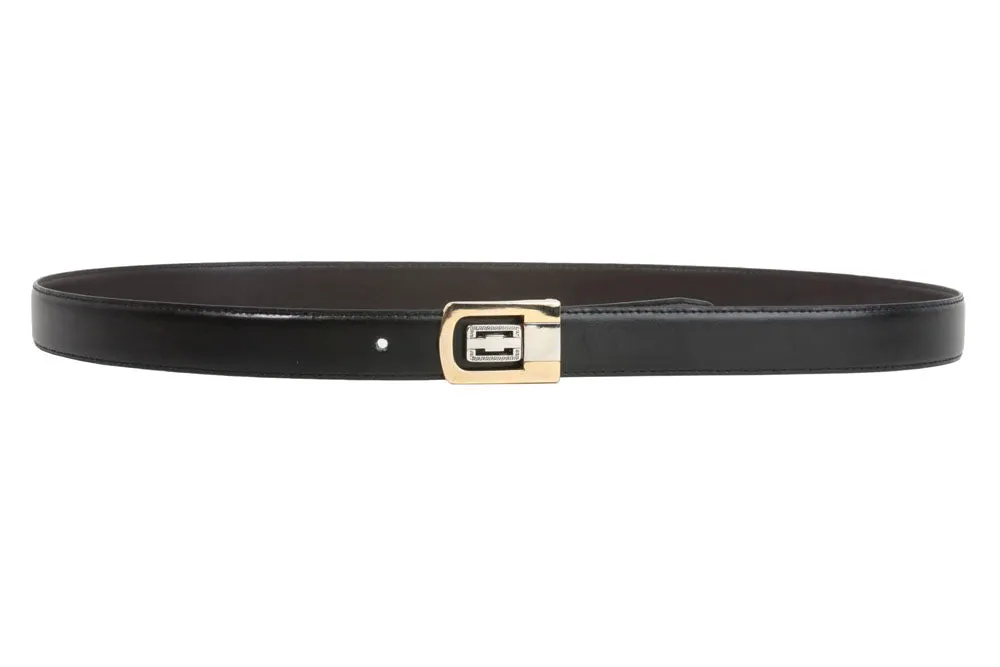 1 1/8 Inch Clamp On One Size Fits All Feather Edged Solid Plain Faux Leather Dress Belt