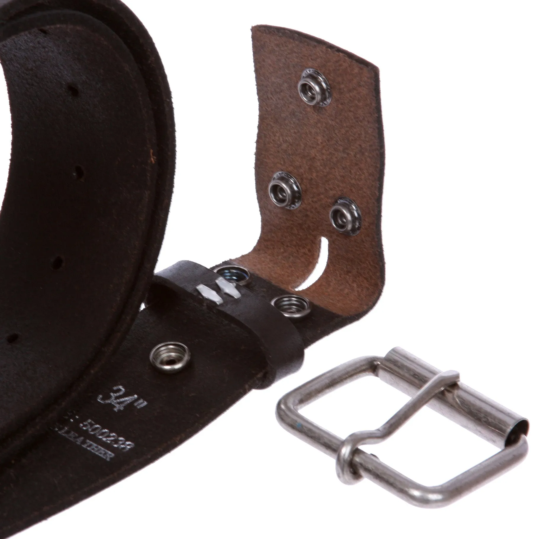 1 3/4" snap on Embossed Vintage Cowhide Thick Leather Casual Jean Belt