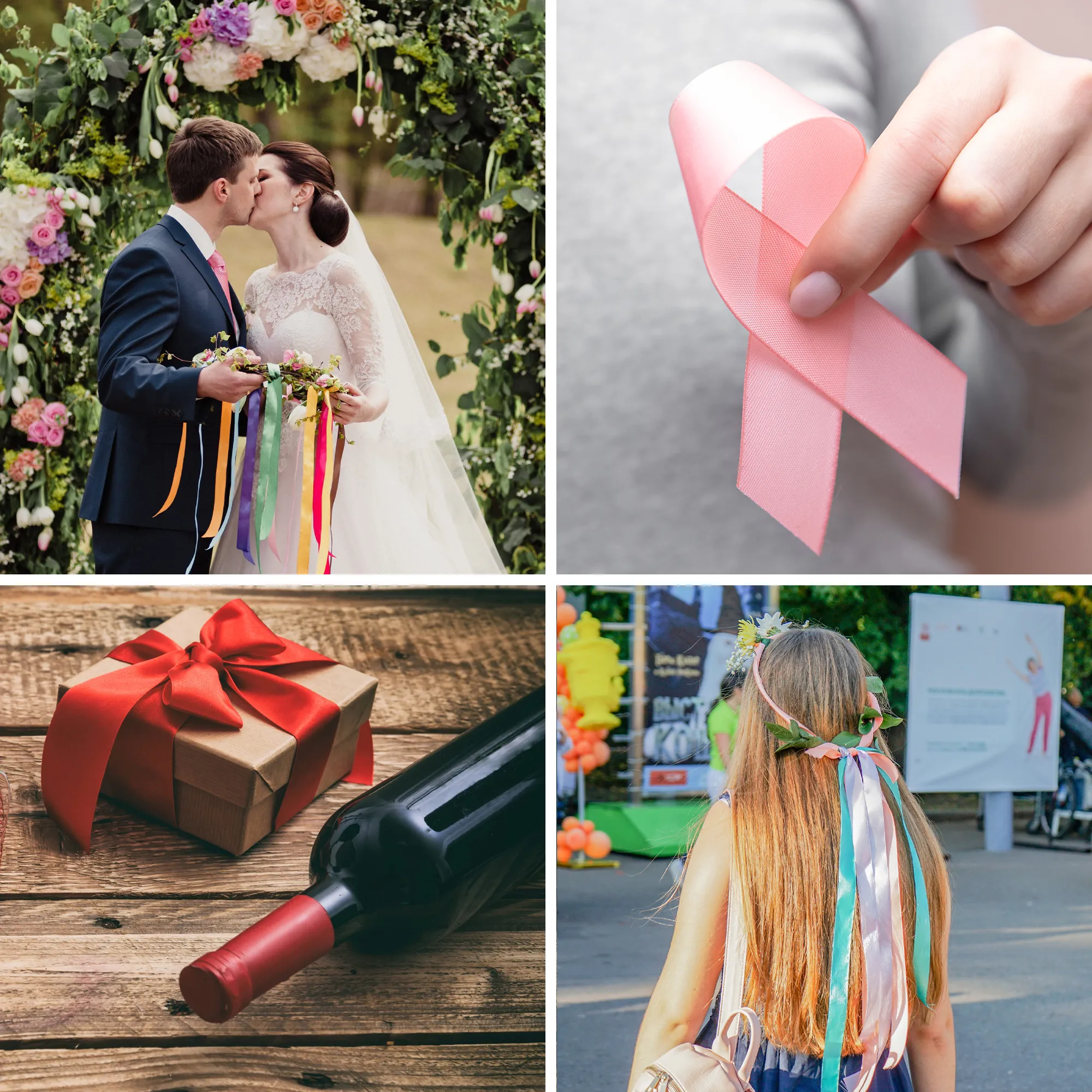 1/4 3/8 1/2 Inch Satin Ribbon for Crafts - Ribbons for Gift Wrapping - Fabric Ribbons for Flower Bouquet Hair Ribbons Wedding Party Decoration