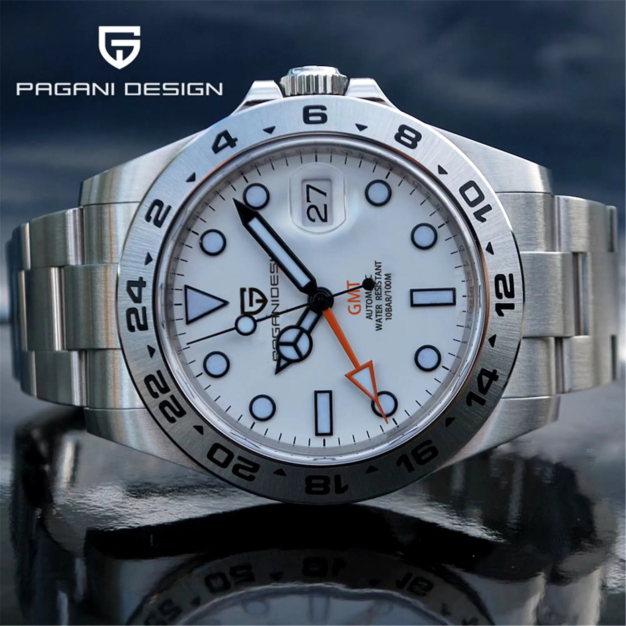 2024 PAGANI Design New Men'S Automatic Mechanical Watches GMT Watch 42Mm Sapphire Stainless Steel Waterproof Watch Reloj Hombre