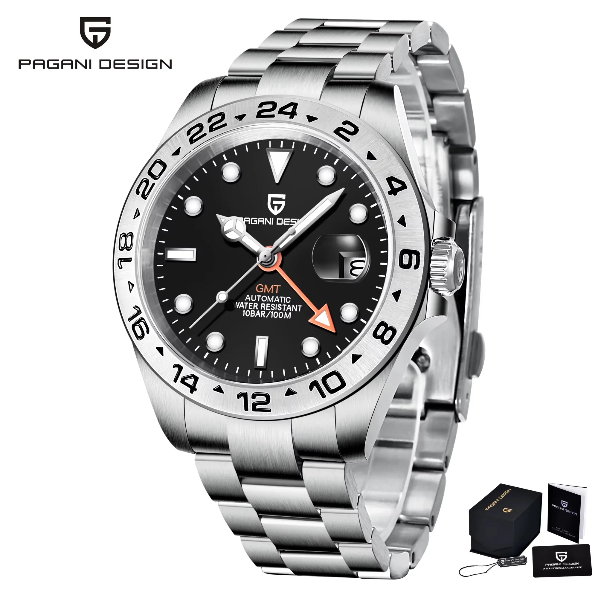 2024 PAGANI Design New Men'S Automatic Mechanical Watches GMT Watch 42Mm Sapphire Stainless Steel Waterproof Watch Reloj Hombre