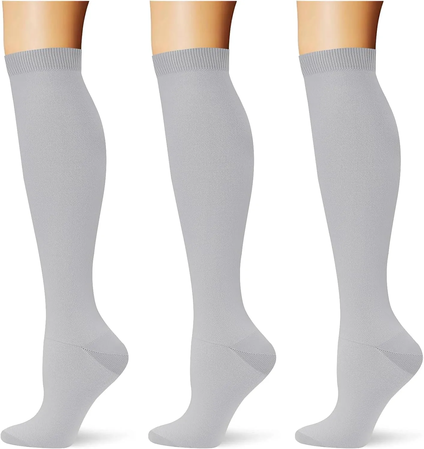 (3 pairs) Compression Socks 20-30 mmHg Long Knee High Socks for Women Men Support Athletic Travel Daily Wear