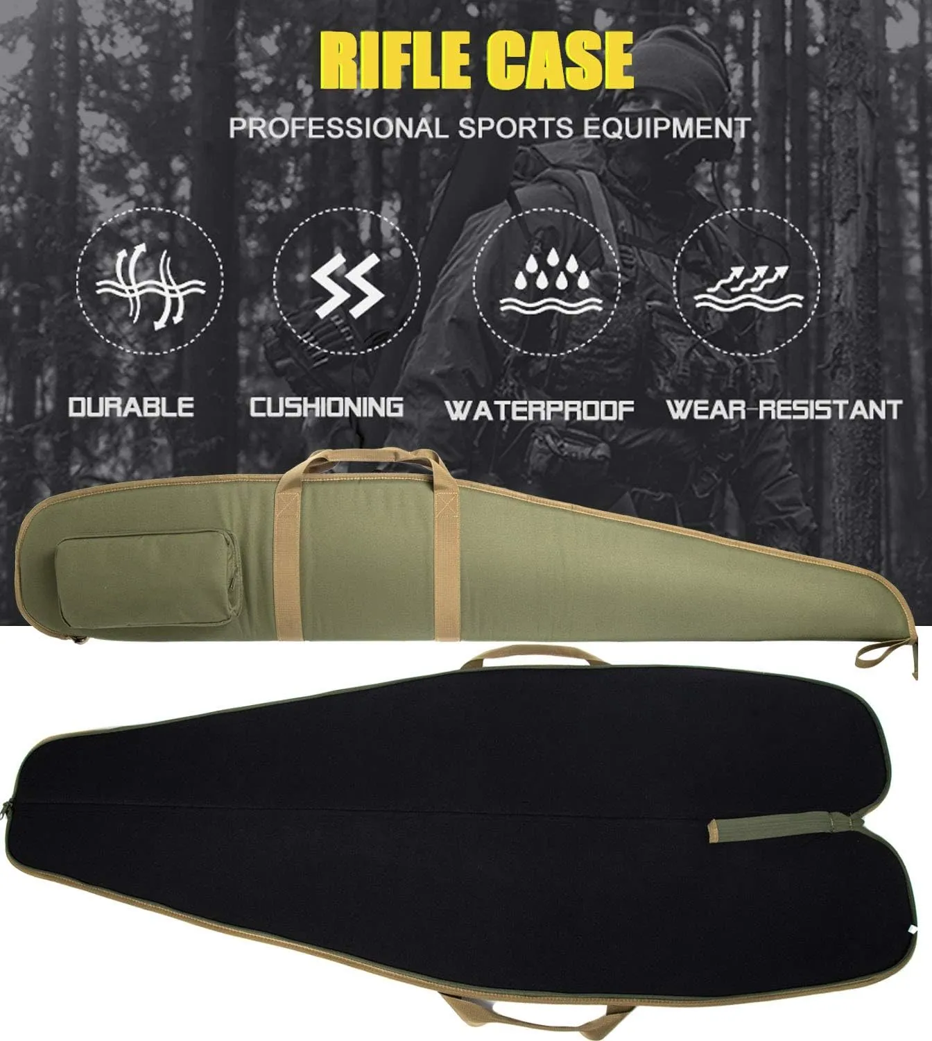 44/48/52 Inch Rifle Case,Water-Resistant Shotgun Case with Zipper Pocket for Scoped Rifles.