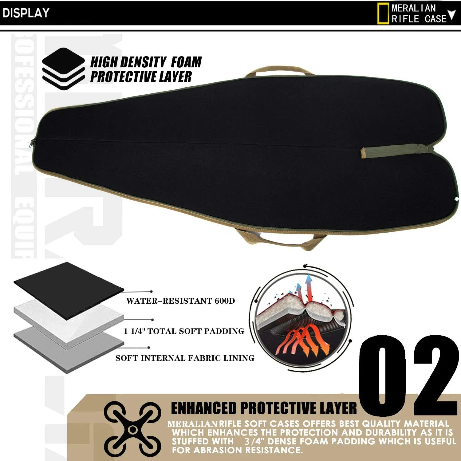 44/48/52 Inch Rifle Case,Water-Resistant Shotgun Case with Zipper Pocket for Scoped Rifles.