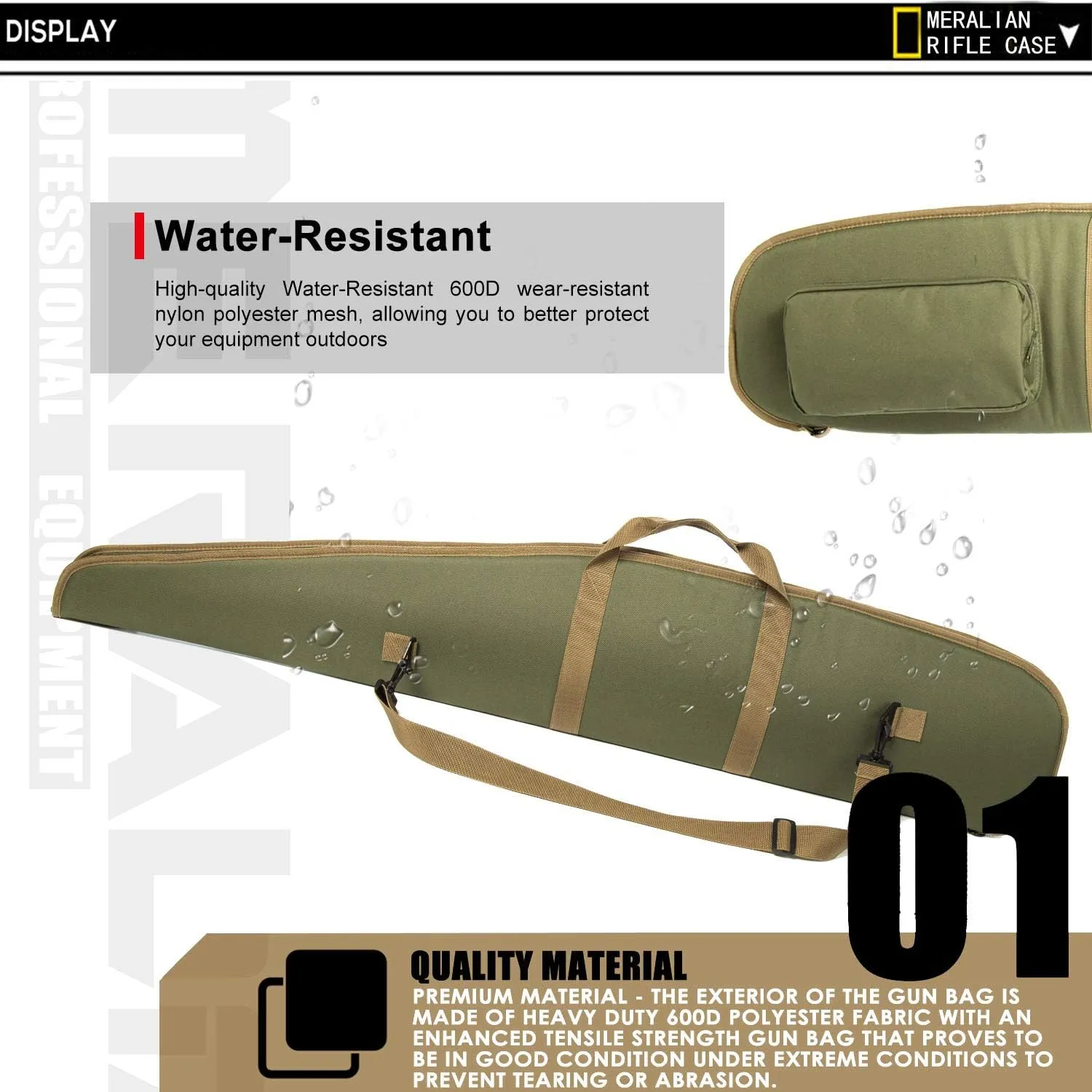 44/48/52 Inch Rifle Case,Water-Resistant Shotgun Case with Zipper Pocket for Scoped Rifles.