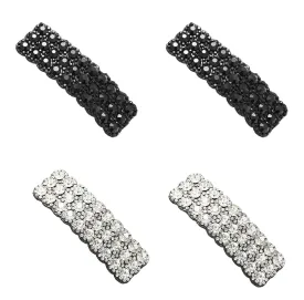 4Pcs Black and Sliver Rhinestone Snap Hair Clips Shining Crystal Clips Rectangular Hairpins Korean Barrettes Hair Accessories for Party Wedding Daily Girls Hair DecorativeClips and Barrettes