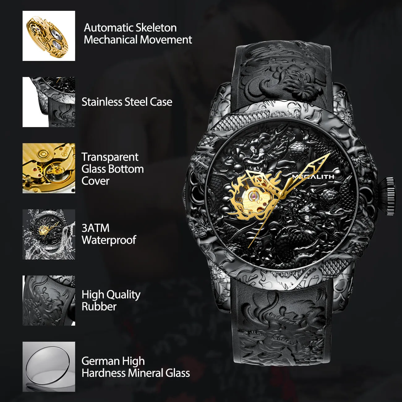 8041M | Mechanical Men Watch | Rubber Band