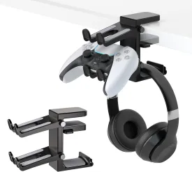 Adjustable Headphone Stand Desk-Sided Clamp Headphone Hanger with Handle PC Gaming Headset Holder (Under Desk with Handle)