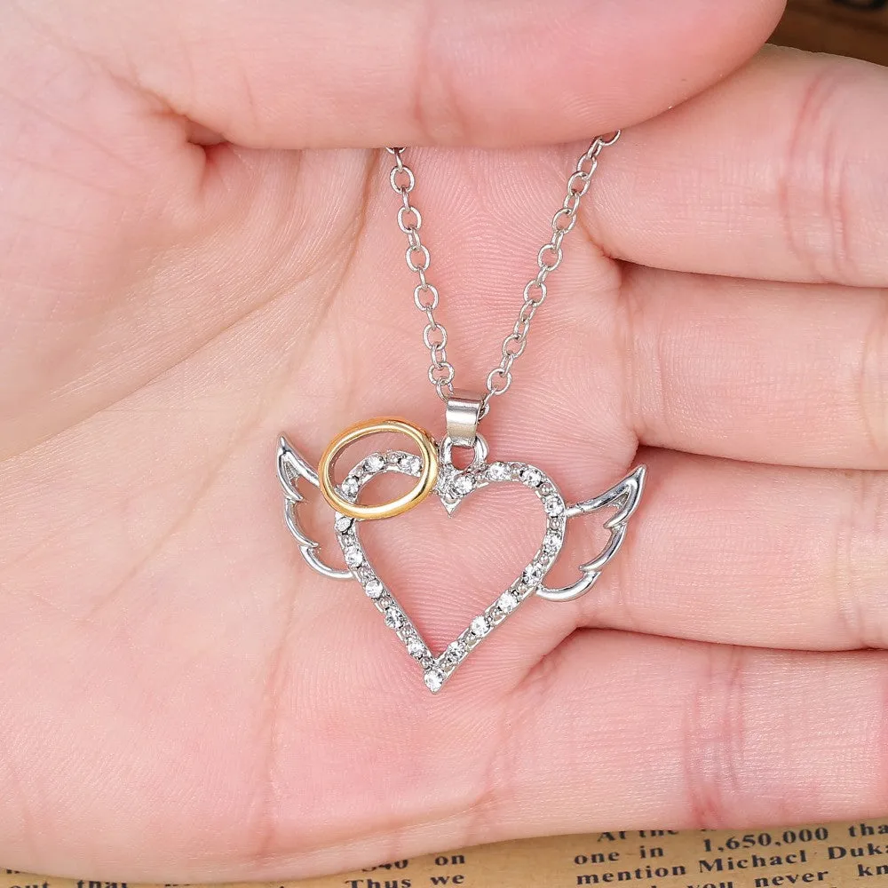 Angel Wings Love Heart Pendant Necklace for Women