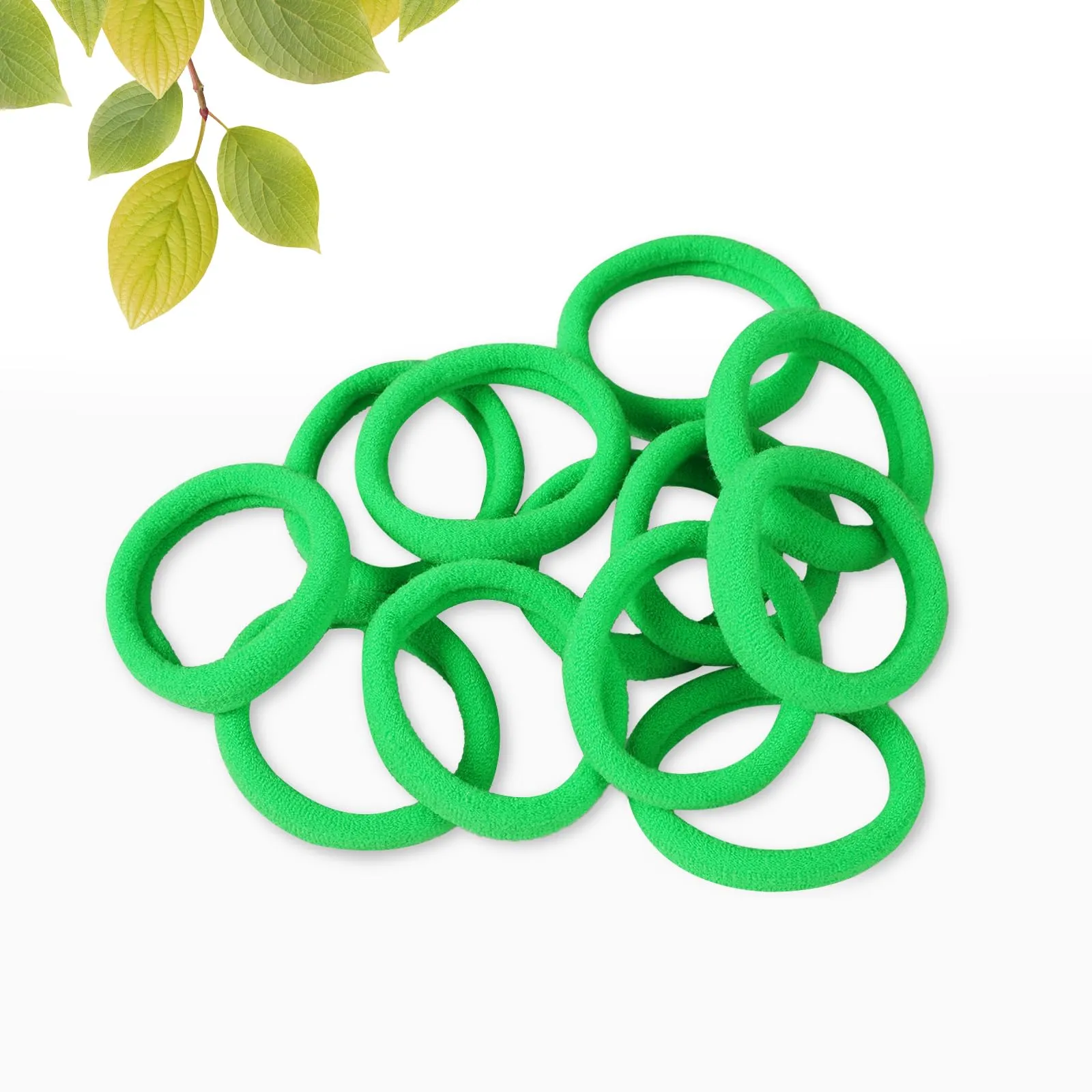 Antye Hair Ties, 100Pcs Any Fit No Damage Hair Cutton Seamless Hair Elastic Pony Tail Holders for Thick or Thin Hair No Snag, Dent, or Breakage, Grass Green