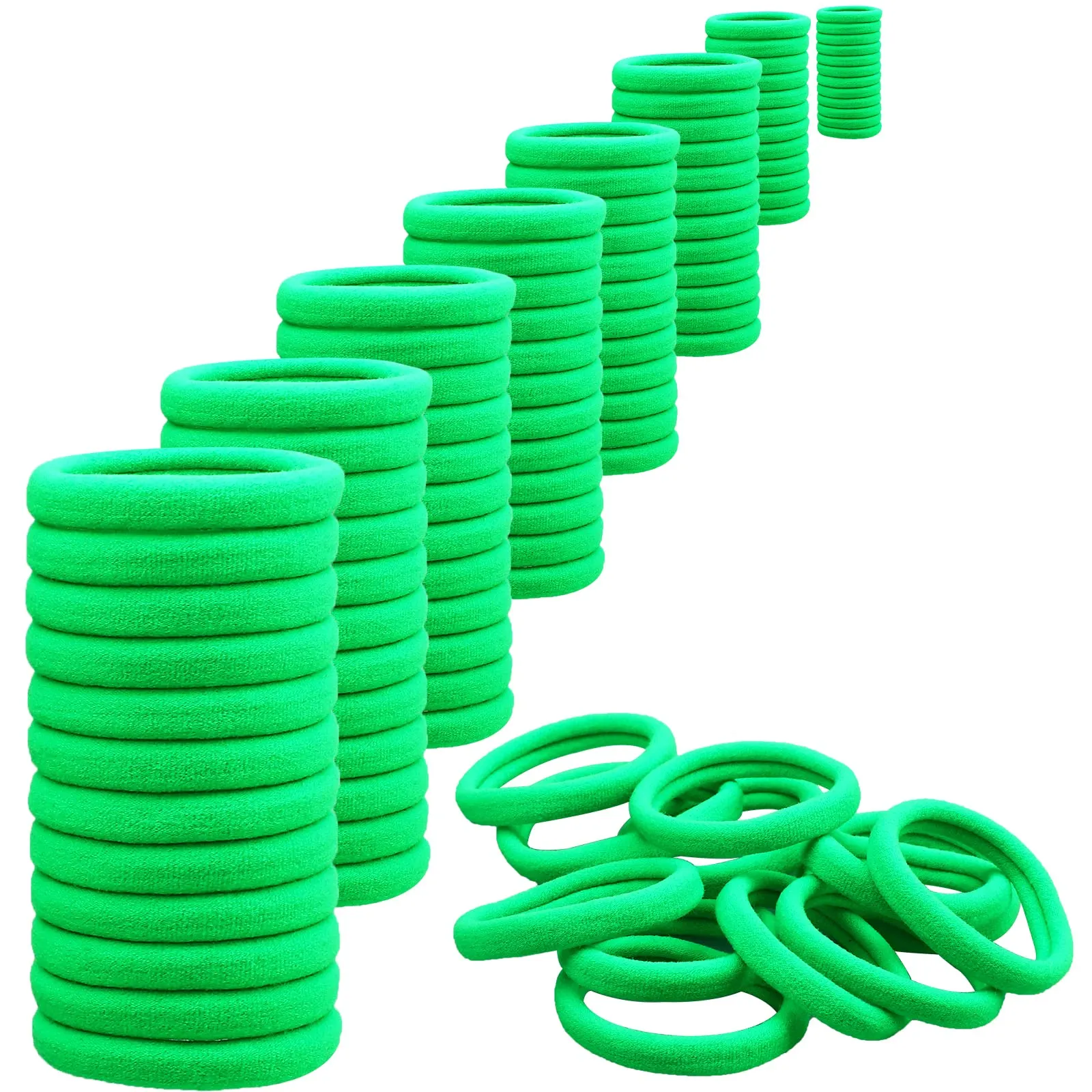 Antye Hair Ties, 100Pcs Any Fit No Damage Hair Cutton Seamless Hair Elastic Pony Tail Holders for Thick or Thin Hair No Snag, Dent, or Breakage, Grass Green