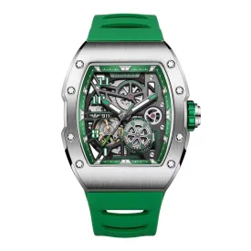 Automatic Mechanical Watches for Men Luxury Luminous Waterproof Tonneau Wristwatch Rubber Strap Relogio Masculino 2024