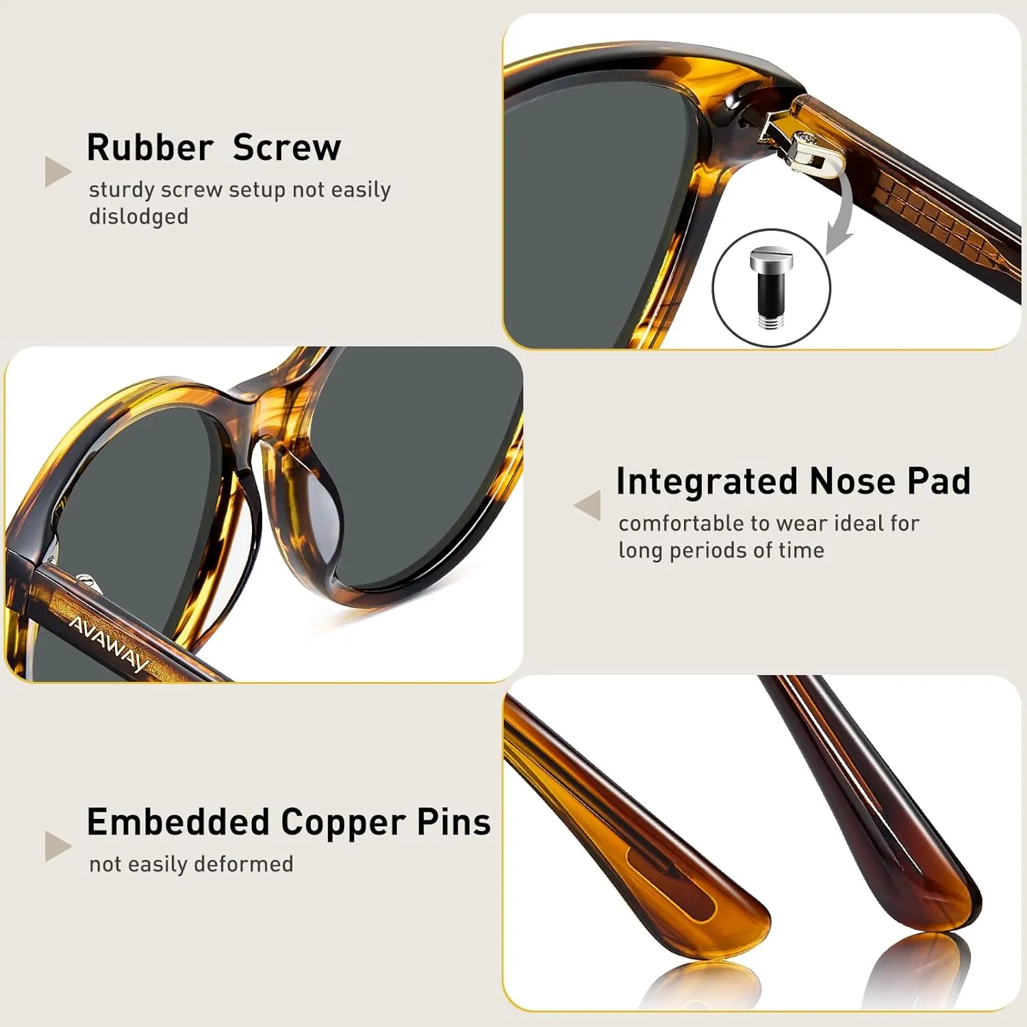 AVAWAY Women's Sunglasses Polarized 100% UV Protection for Driving Golf Hiking Boating