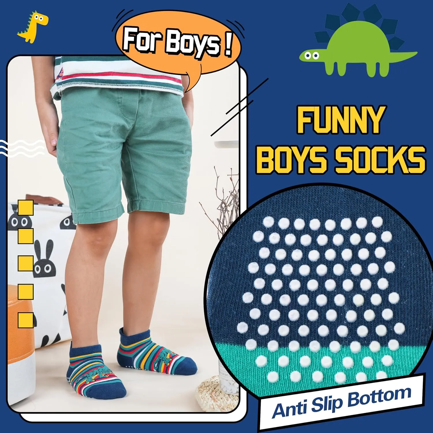 Baby Girls Boys Toddlers Grips Socks Kids Non Slip Anti Skid Ankle Cotton No Show Socks with Grippers
