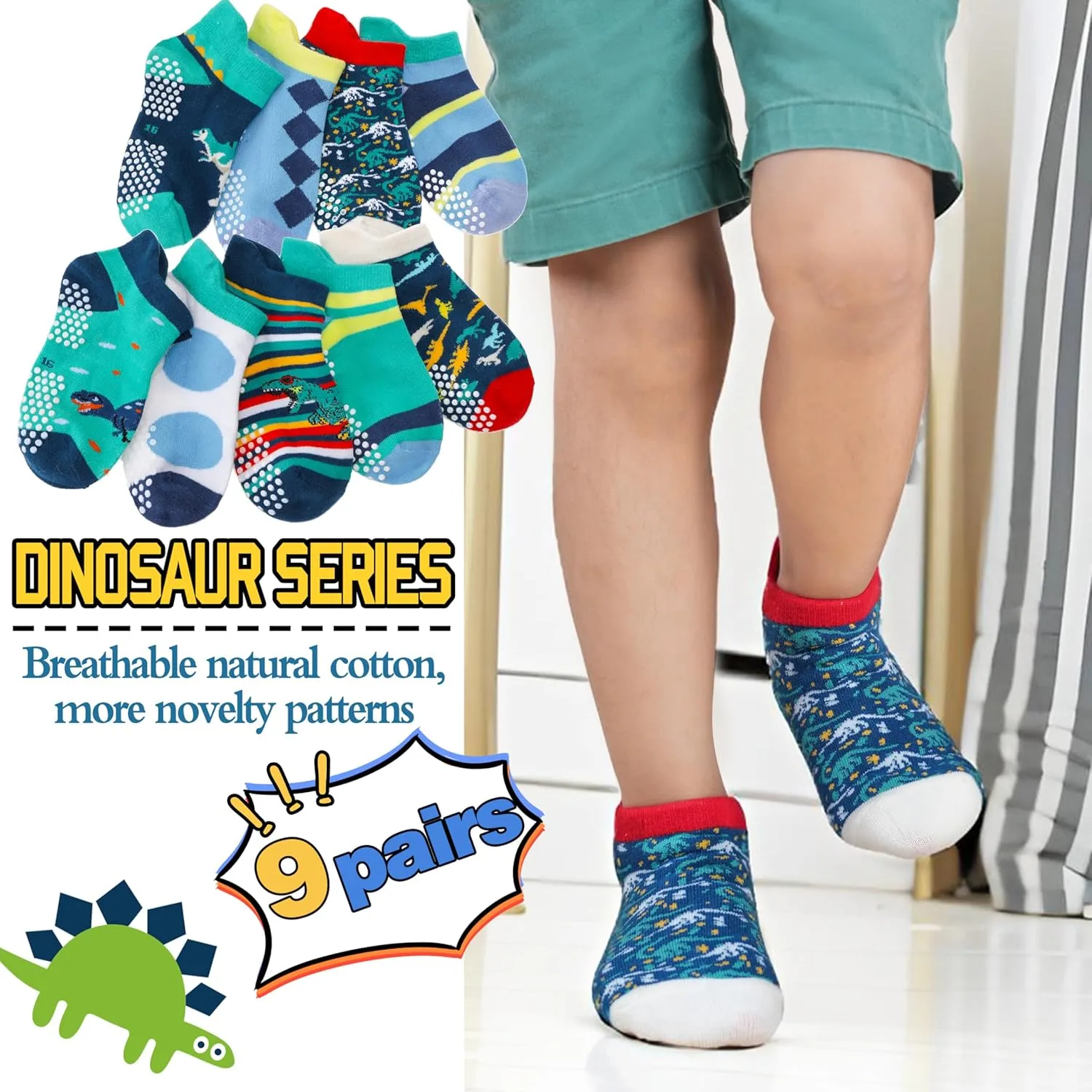 Baby Girls Boys Toddlers Grips Socks Kids Non Slip Anti Skid Ankle Cotton No Show Socks with Grippers