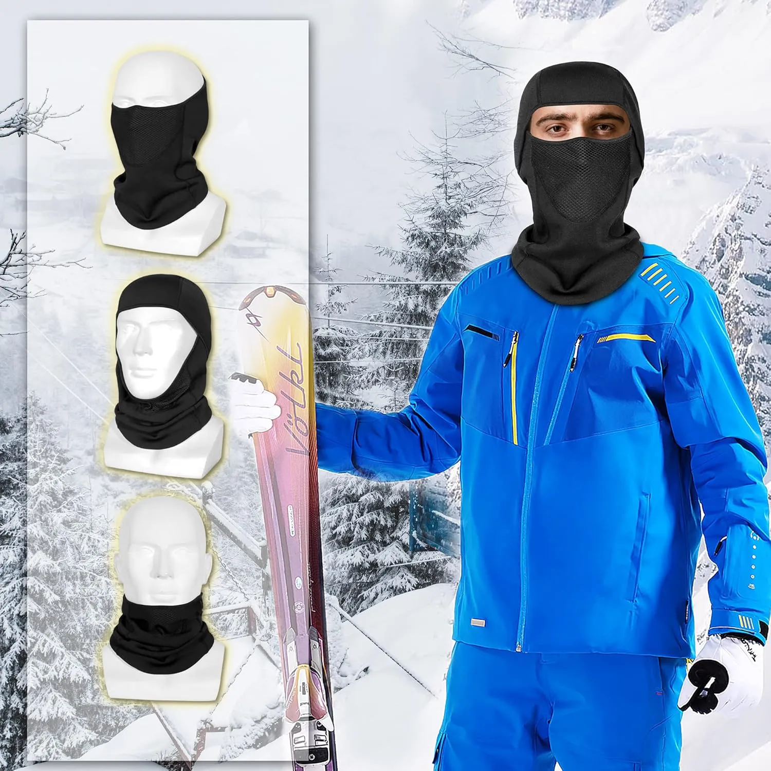 Balaclava Ski Mask Thermal Elastic Breathable Winter Face Mask for Cold Weather Perfect for Skiing Ice Fishing Men
