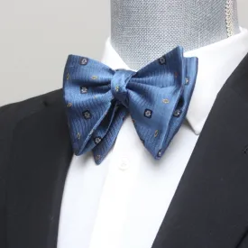 Big Butterfly Blue Ornament Silk Bow Tie