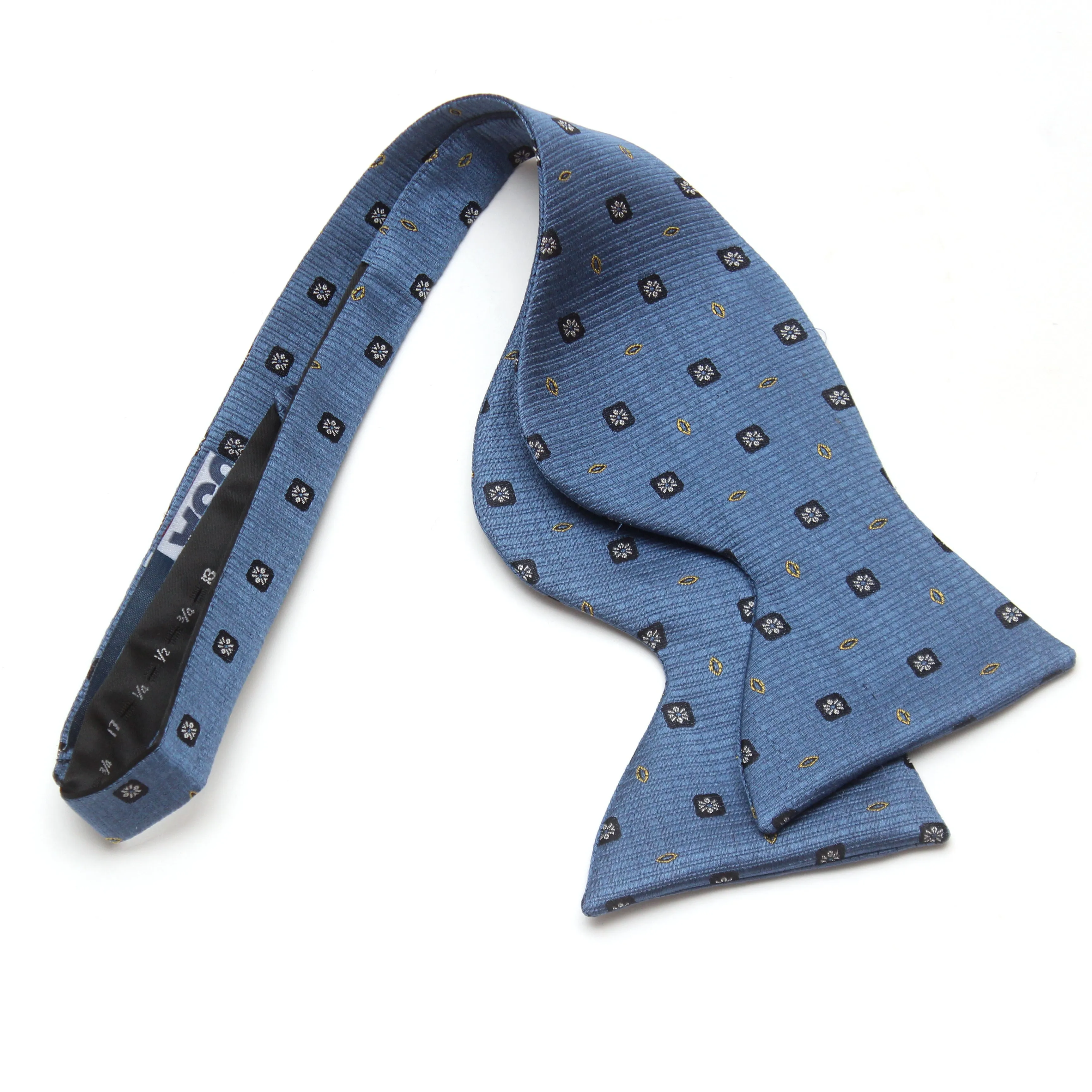 Big Butterfly Blue Ornament Silk Bow Tie
