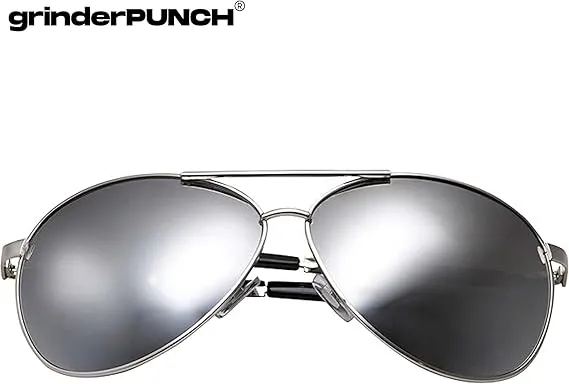 Big XL Wide Frame Extra Large Aviator Sunglasses (Silver - Mirrored Lens)