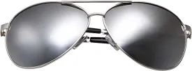 Big XL Wide Frame Extra Large Aviator Sunglasses (Silver - Mirrored Lens)