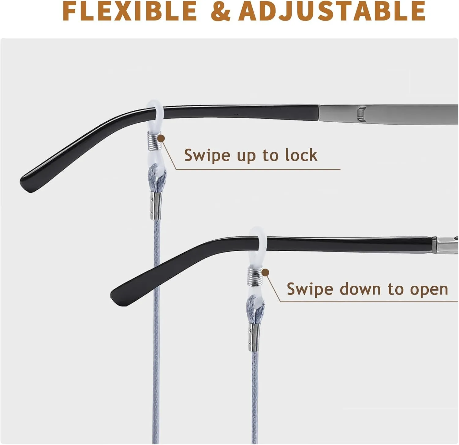 BILIONE Eyeglass Strap, 6Pcs Premium Glasses Holder Chains, Multicolor Eyewear Retainer for Women Men and Kids