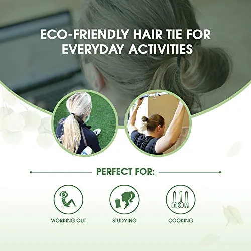 Biodegradable Elastic Hair Ties for Women & Men - Organic No Crease Black Hair Tie Ponytail Holders and Hairties for Buns - Plastic Free Hairbands for Women and Mens Hair - 5mm (27 count)