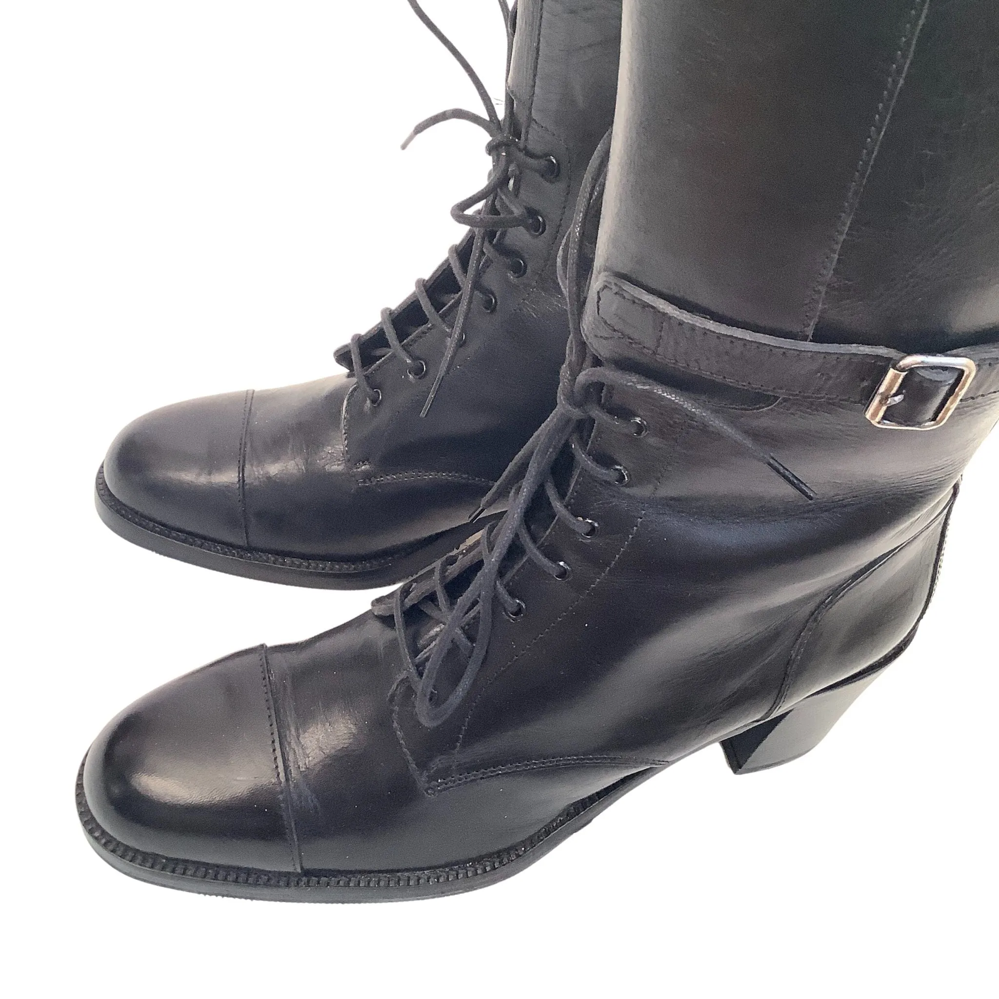 Black Leather Y2K Boots