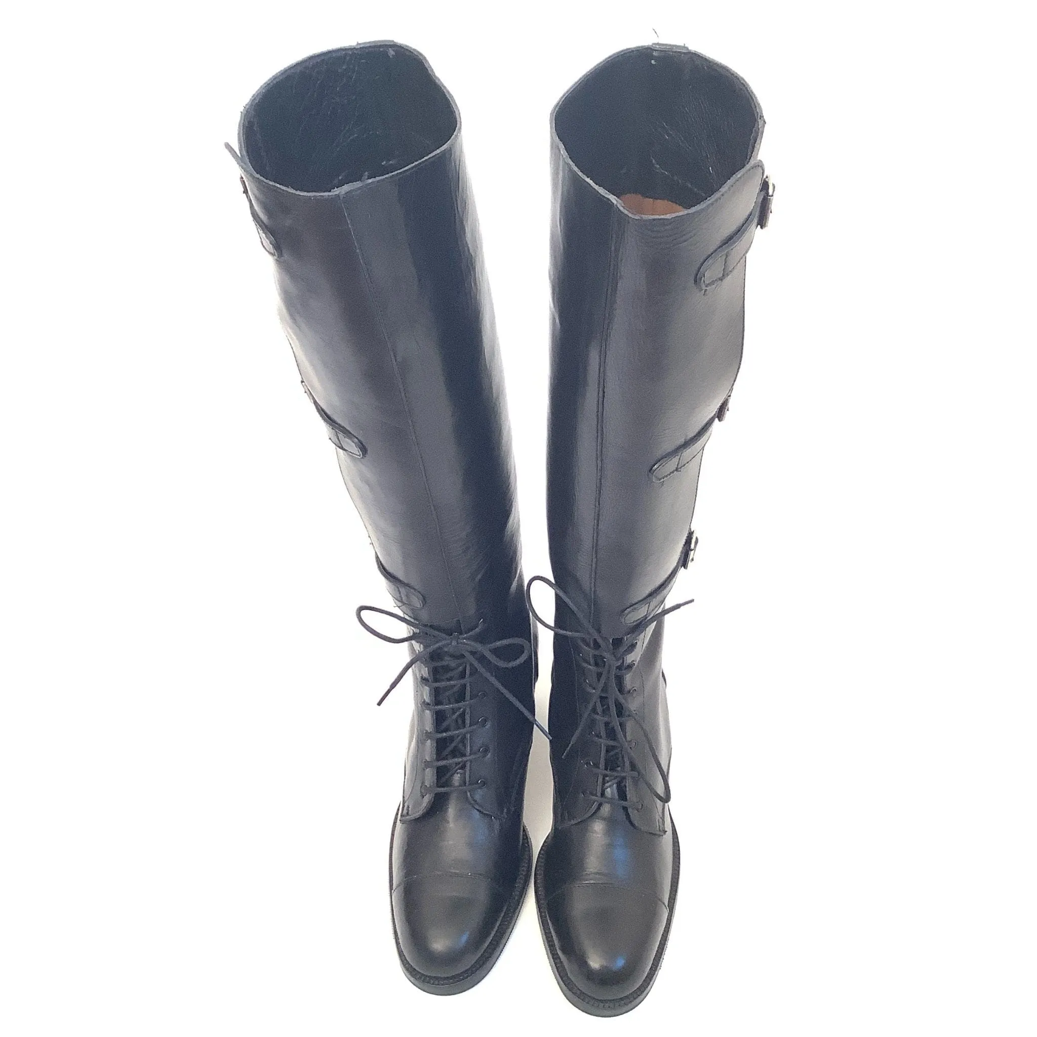 Black Leather Y2K Boots