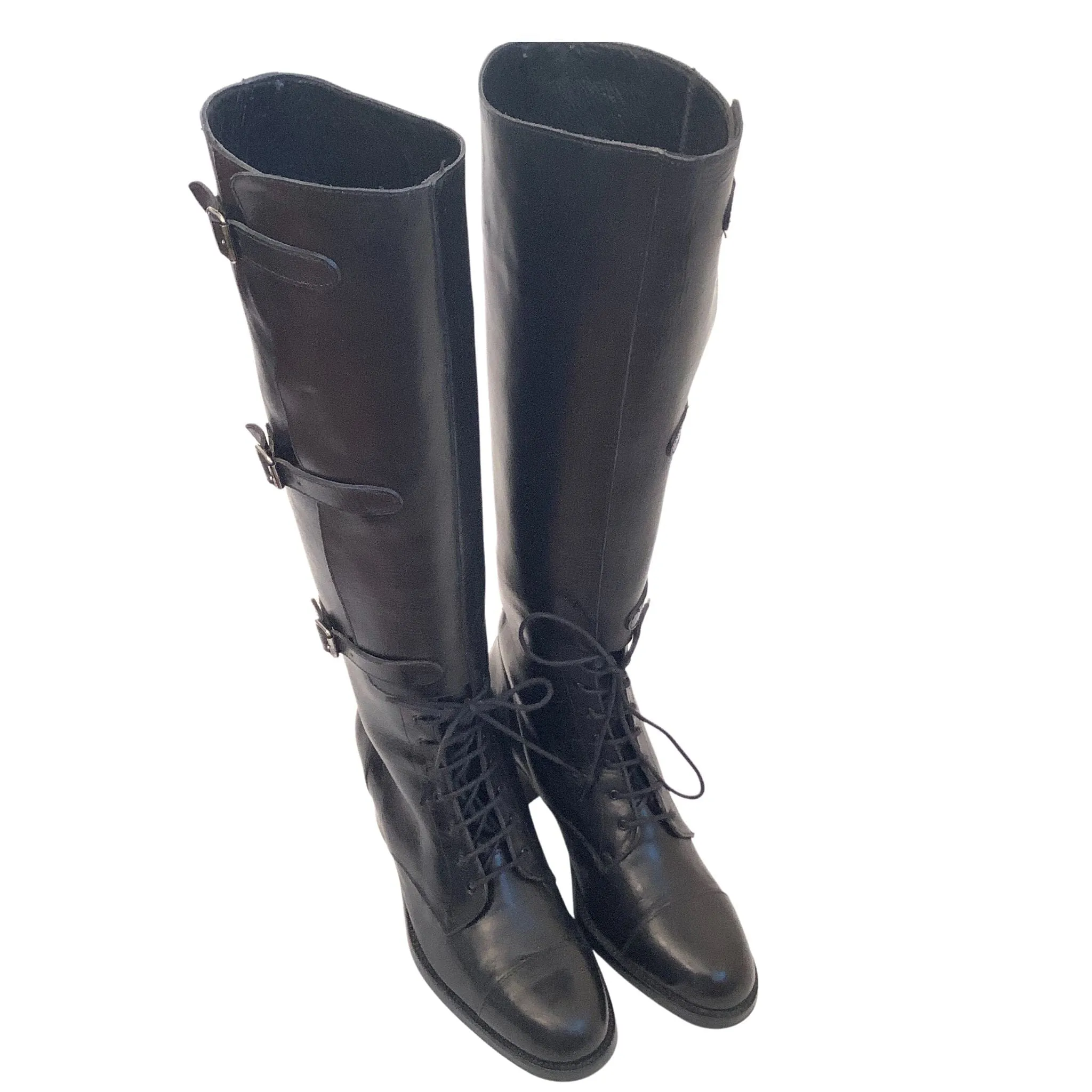 Black Leather Y2K Boots