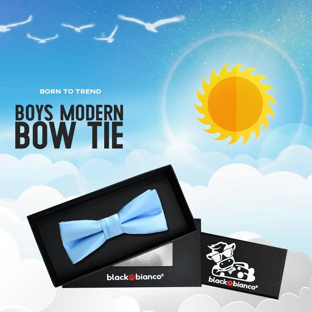 Black n Bianco Boys' Satin Modern Bow Tie Pre-Tied