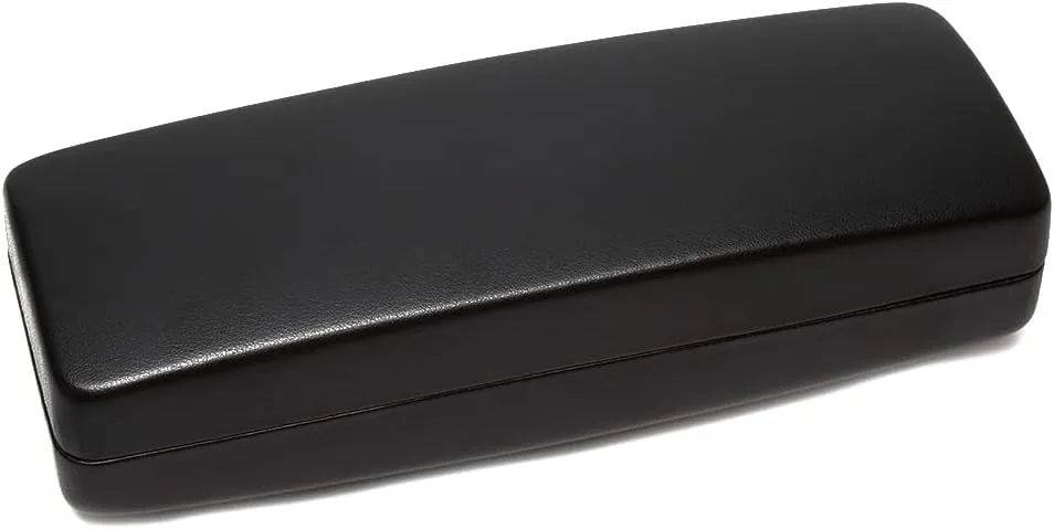 Calabria S412 Black Extra Large Snap Hard Shell Eye Glasses Case PU Leather Men Women Rectangle Travel Clamshell Neutral