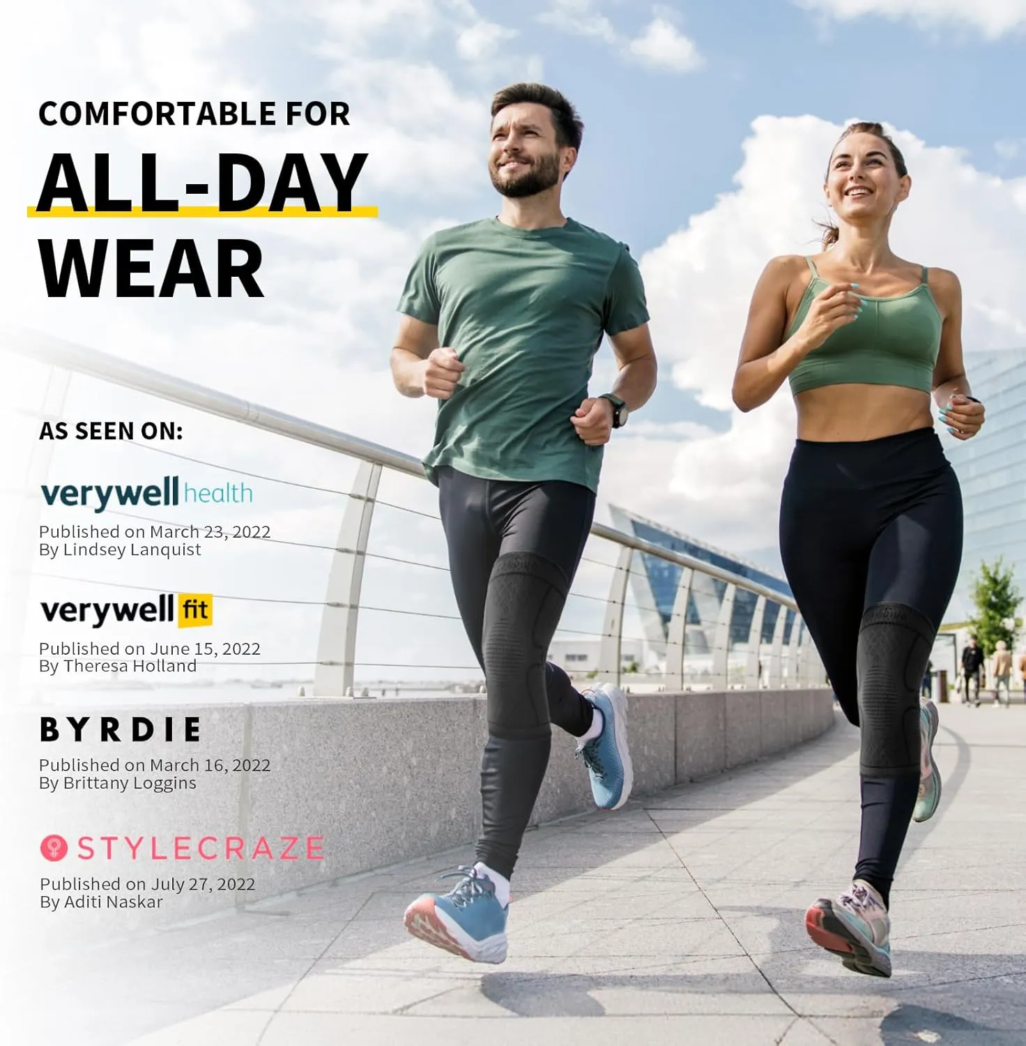 CAMBIVO 2 Pack Knee Brace, Knee Compression Sleeve for Men and Women, Knee Support for Running, Workout, Gym, Hiking, Sports (Black,Large)