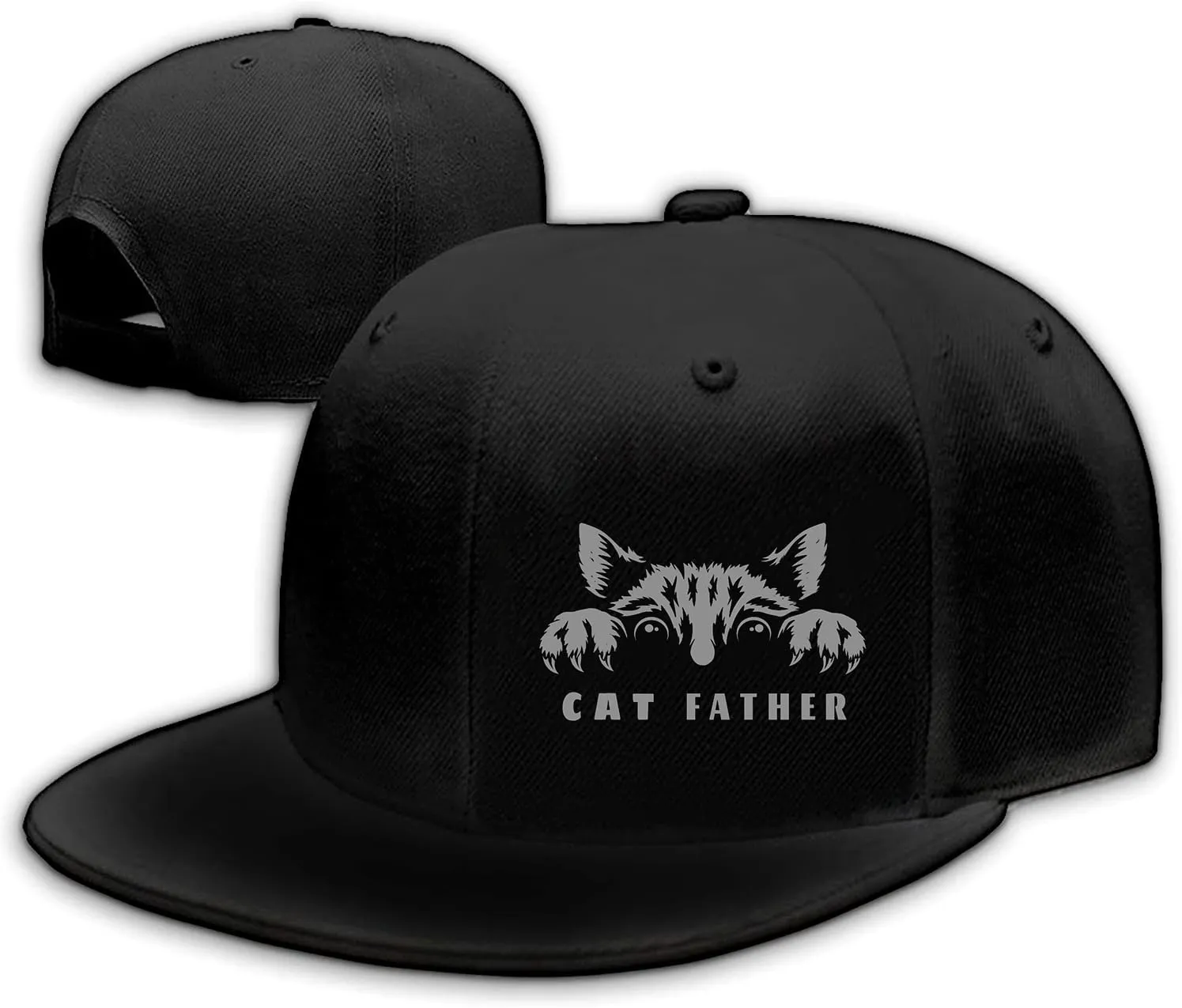 Chef Hat for Men Snapback Hats Funny Flat Bill Hat for Boy Women Adjustable Snap Pack Baseball Cap Black