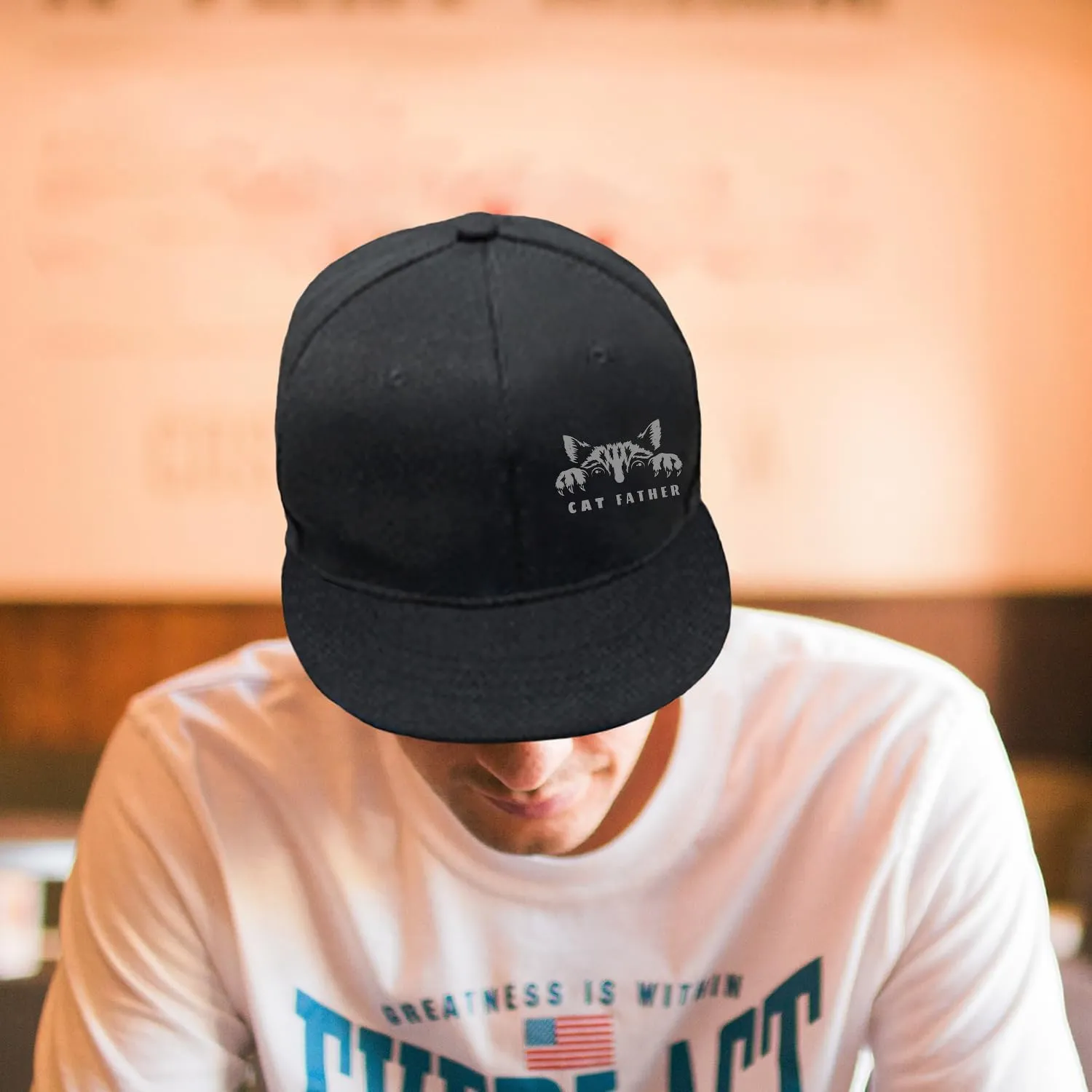 Chef Hat for Men Snapback Hats Funny Flat Bill Hat for Boy Women Adjustable Snap Pack Baseball Cap Black