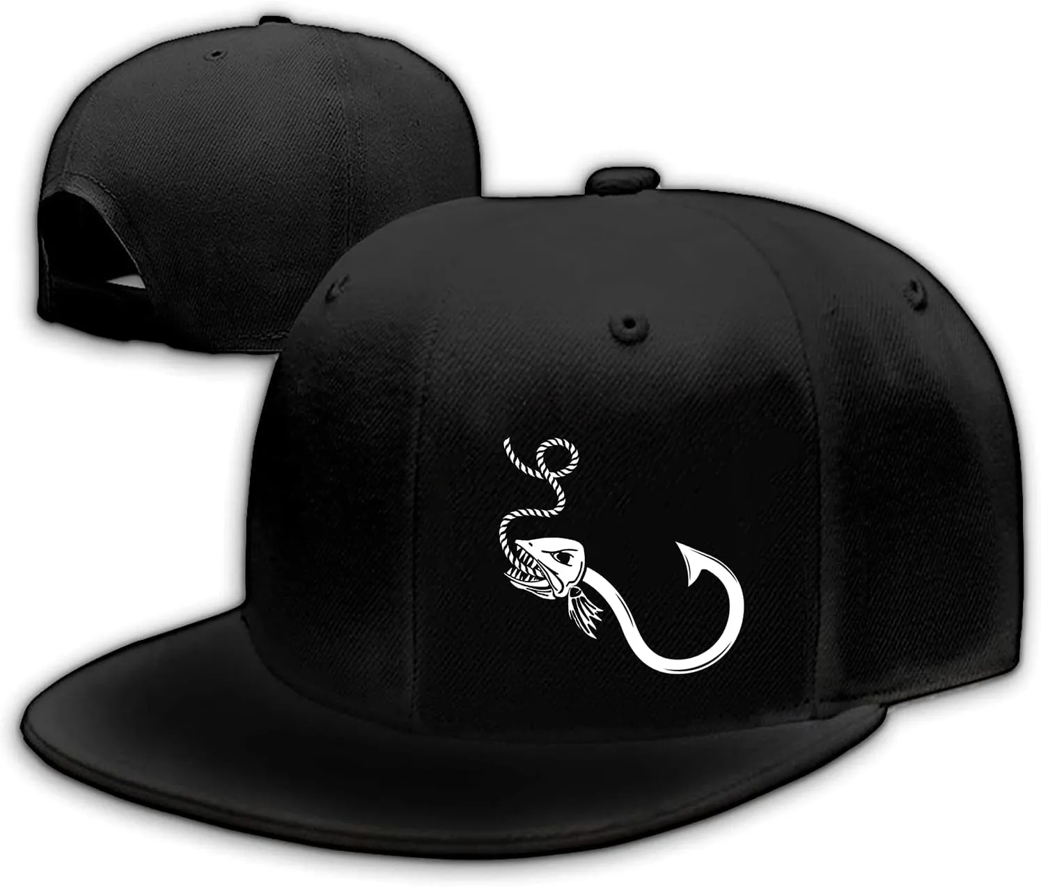 Chef Hat for Men Snapback Hats Funny Flat Bill Hat for Boy Women Adjustable Snap Pack Baseball Cap Black