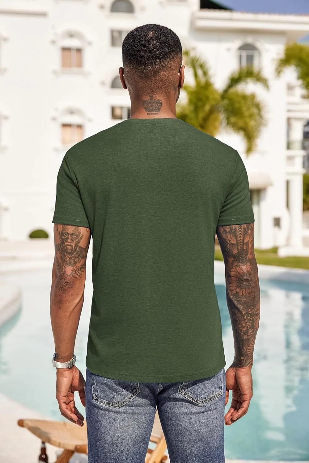 COOFANDY Men Casual Henley Shirt Short Sleeve Summer Basic T Shirt Pocket Soild Button Tee Top