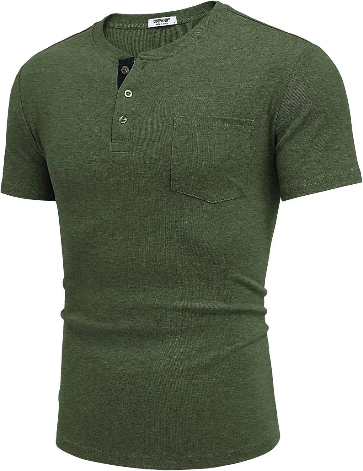 COOFANDY Men Casual Henley Shirt Short Sleeve Summer Basic T Shirt Pocket Soild Button Tee Top