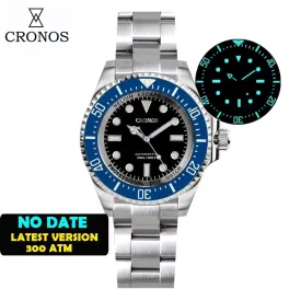 Cronos 2000M Diving Watch L6009M Swiss BGW-9 Luminous Stainless Steel NH35 Automatic Mechanical Professional Diver Wristwatch