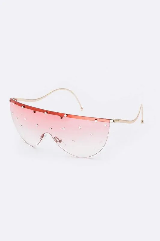 Crystal Pave Iconic Oversized Sunglasses