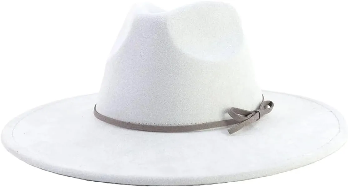 Dcvmvmn Men and Women Fedora Hat with Same Color Accessories Wide Brim Hat Panama Hat