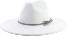 Dcvmvmn Men and Women Fedora Hat with Same Color Accessories Wide Brim Hat Panama Hat