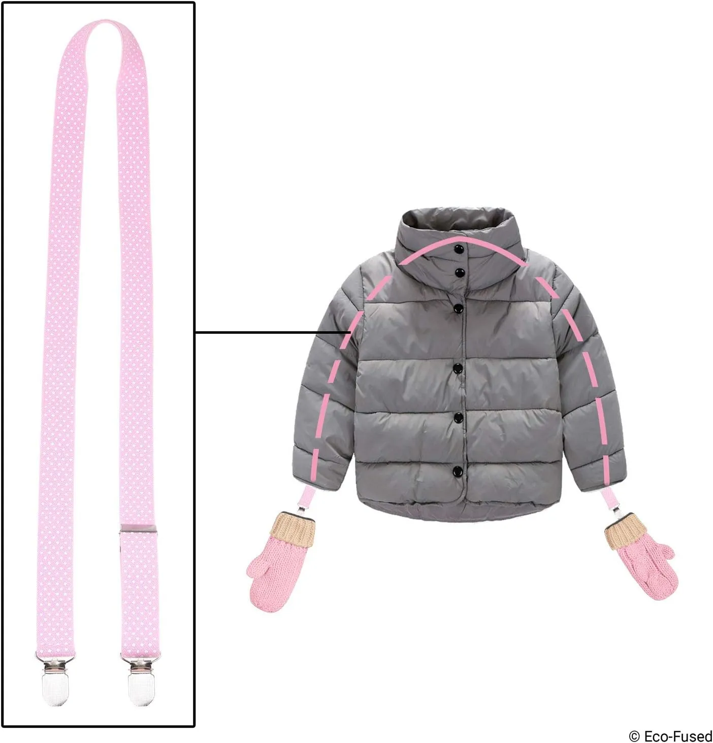 Eco-Fused Mitten Clips and Hat Clip - Never Lose Mittens, Gloves, Beanie Caps Again - Strong Clips for Secure Attachment