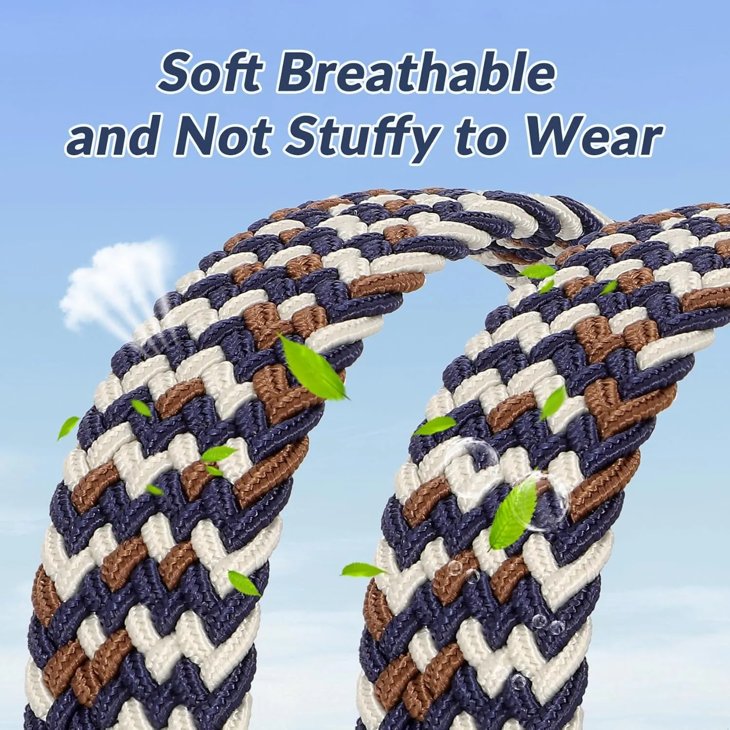 Elastic Braided Belt Mens Golf Belts No-Hole Design Lightweight Breathable Woven Stretch Belt for Golf Casual