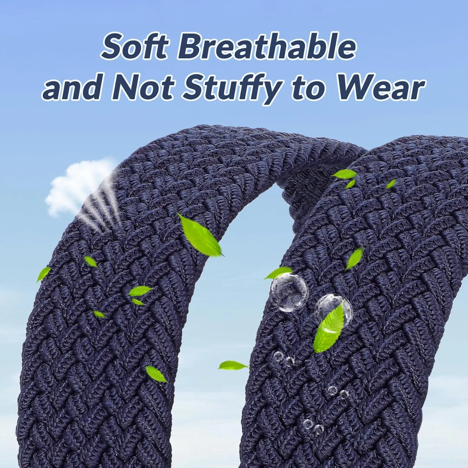 Elastic Braided Belt Mens Golf Belts No-Hole Design Lightweight Breathable Woven Stretch Belt for Golf Casual
