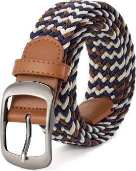 Elastic Braided Belt Mens Golf Belts No-Hole Design Lightweight Breathable Woven Stretch Belt for Golf Casual