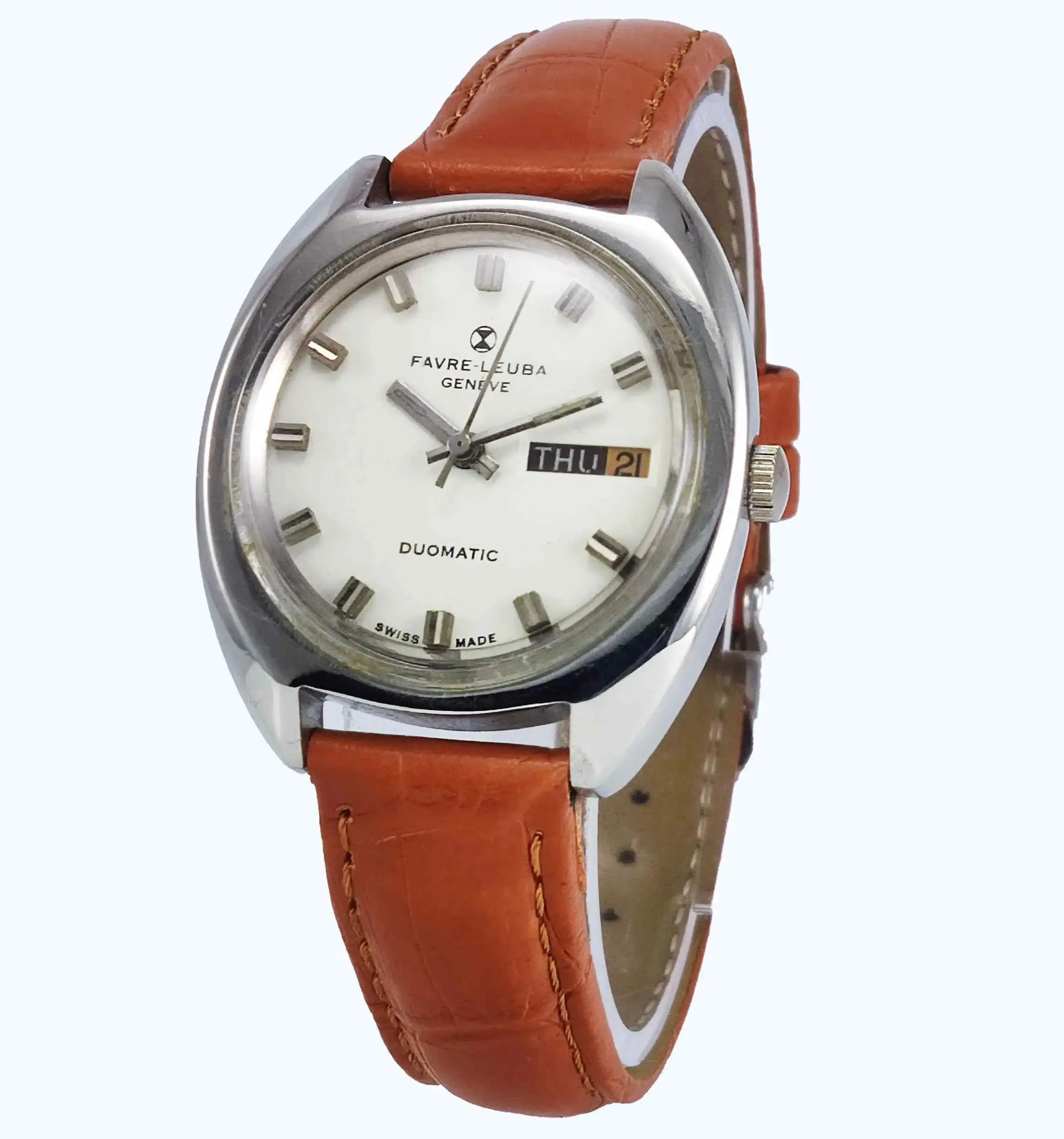 Favre Leuba Geneve Duomatic 1916 Off White Color Dial Automatic 17 Jewels Men's Watch