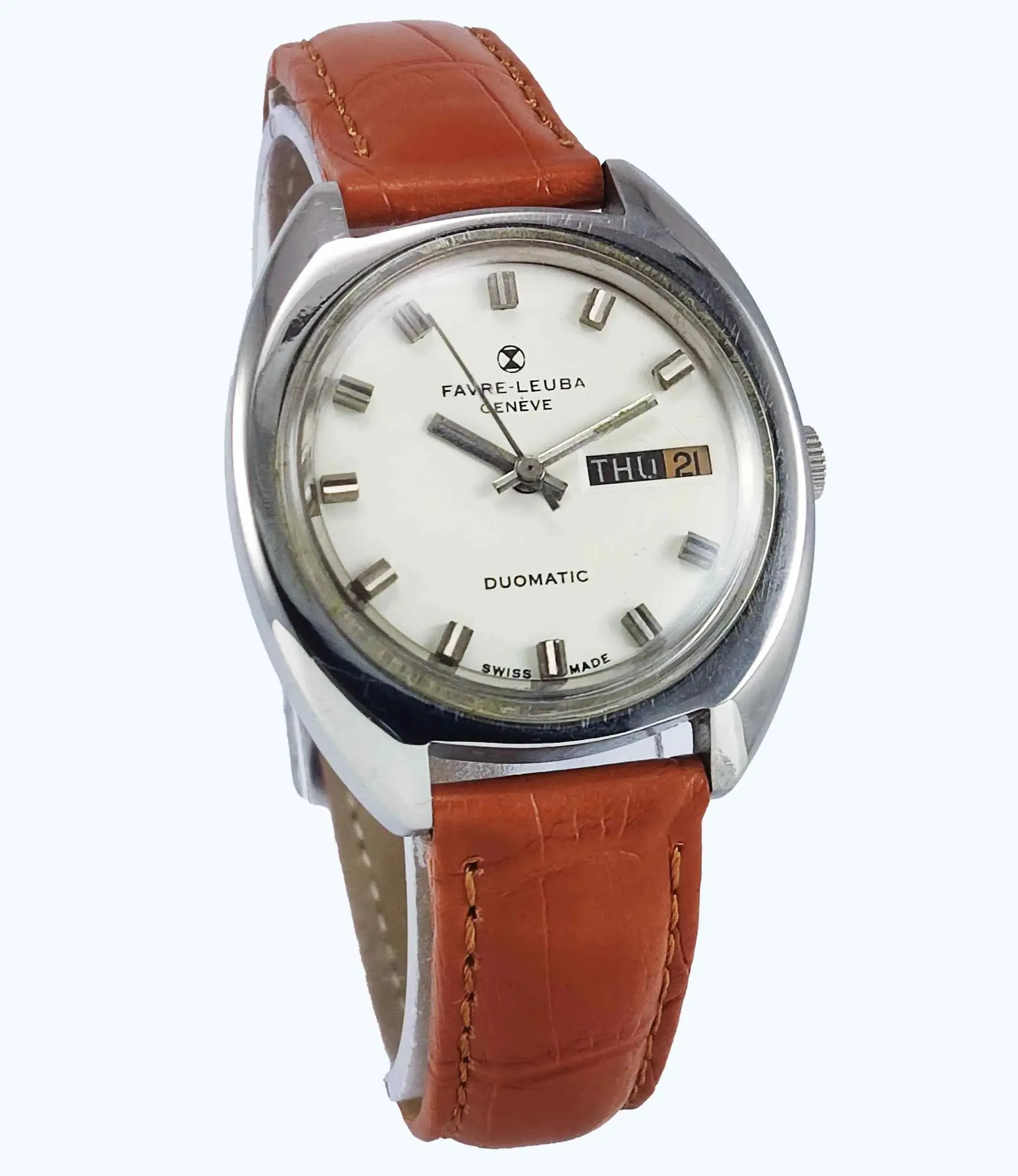 Favre Leuba Geneve Duomatic 1916 Off White Color Dial Automatic 17 Jewels Men's Watch