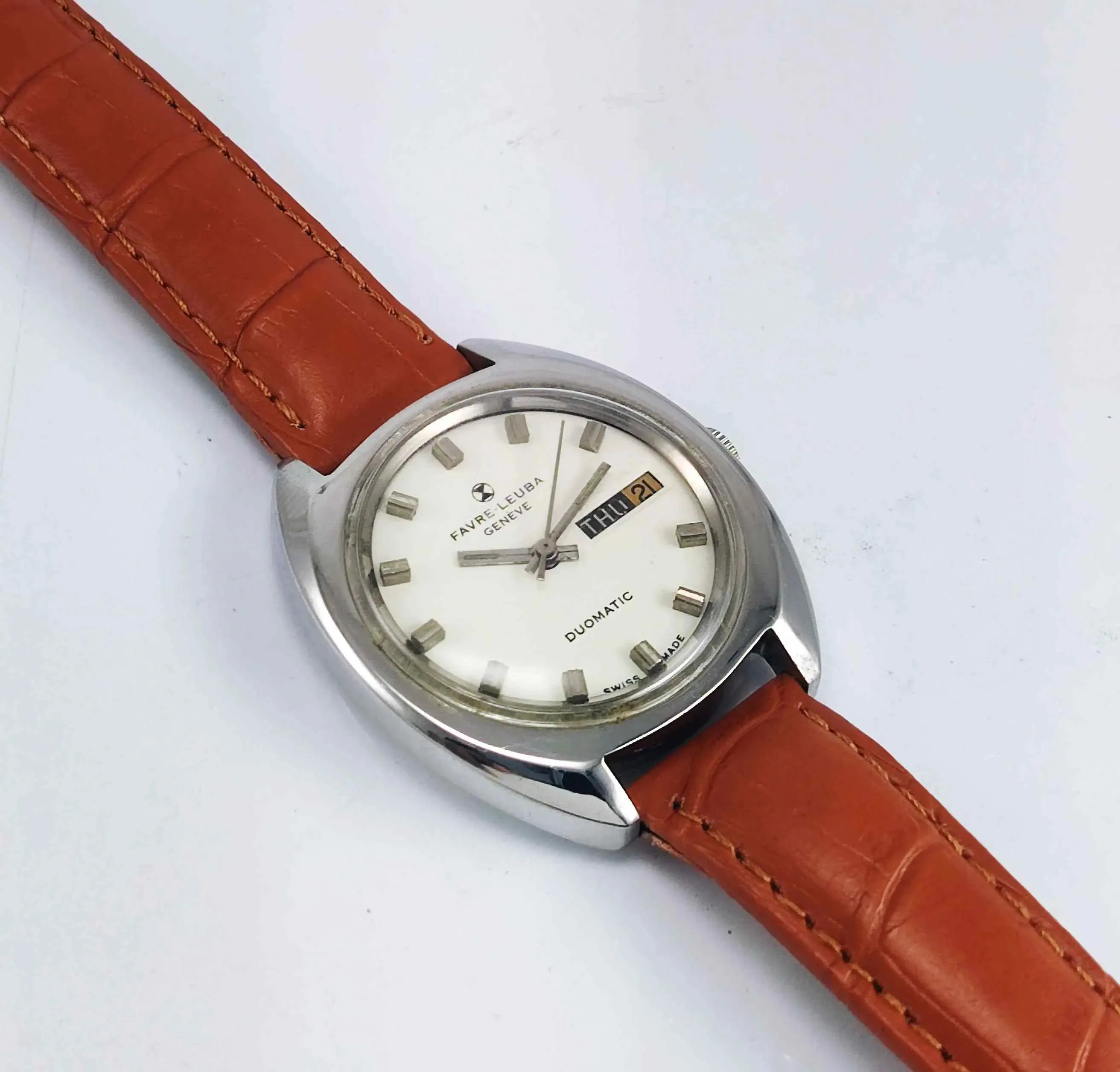 Favre Leuba Geneve Duomatic 1916 Off White Color Dial Automatic 17 Jewels Men's Watch