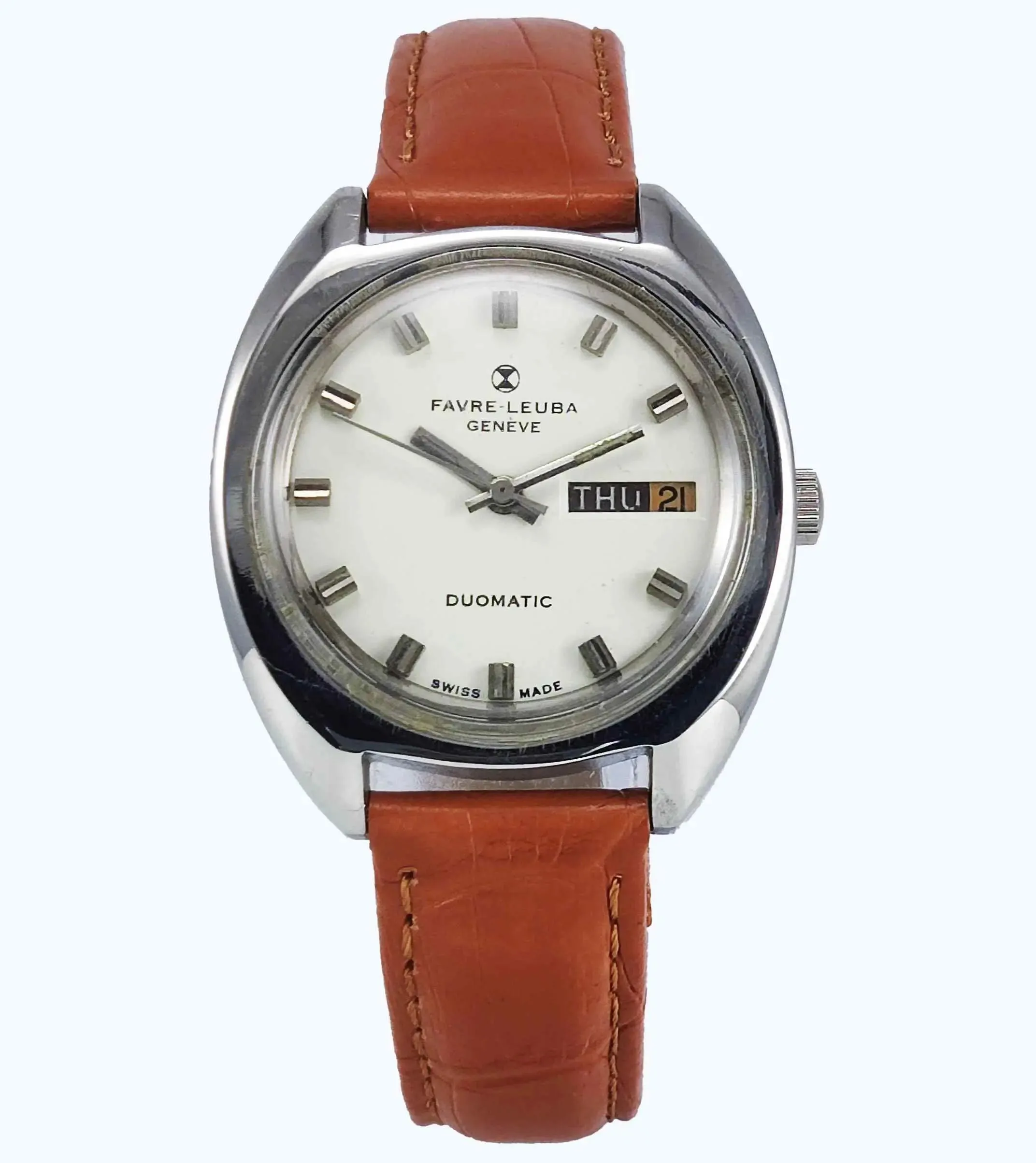 Favre Leuba Geneve Duomatic 1916 Off White Color Dial Automatic 17 Jewels Men's Watch