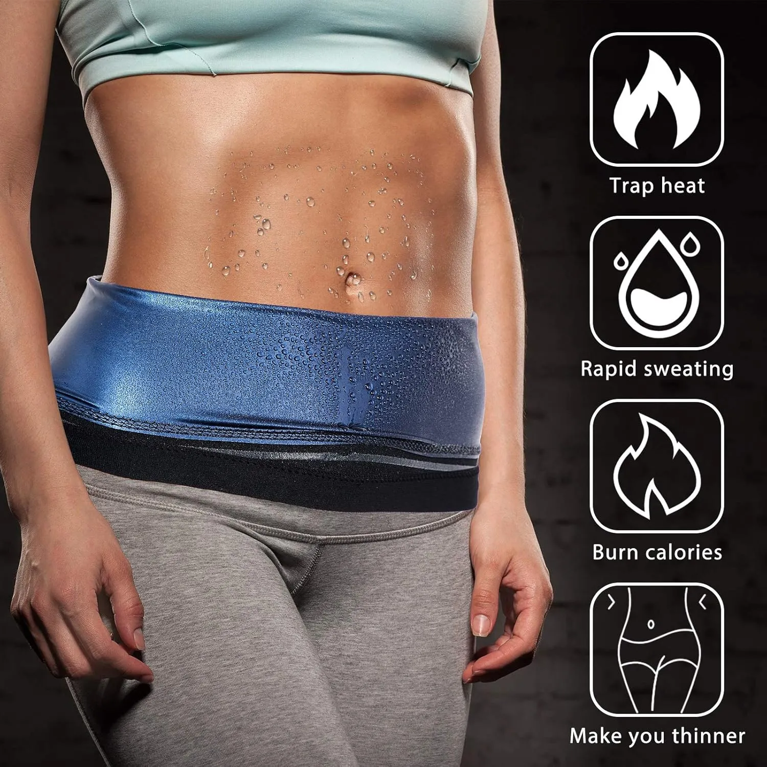 Geyoga Waist Trimmer Sweat Waist Trainer Wrap Stomach Wraps for Women Bodybuilding